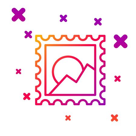 Color line Picture landscape icon isolated on white background. Gradient random dynamic shapes. Vector Illustrationのイラスト素材