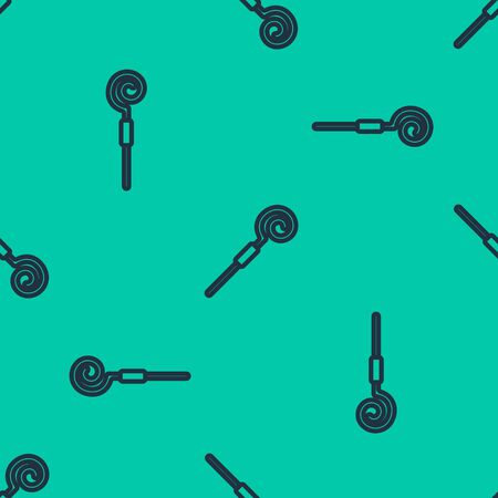 Blue line Walking stick icon isolated seamless pattern on green background. Happy Saint Patricks day. Vector Illustrationのイラスト素材