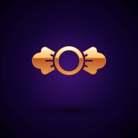 Gold Candy icon isolated on dark blue background. Vector Illustrationのイラスト素材