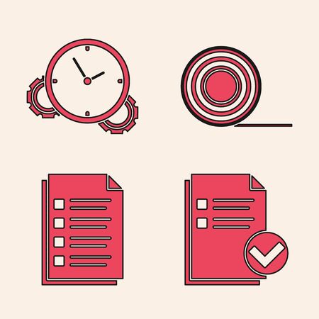 Set Document and check mark, Time Management, Scotch and File document icon. Vectorのイラスト素材