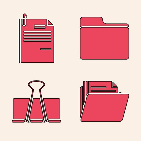 Set Document folder, File document and paper clip, Document folder and Binder clip icon. Vectorのイラスト素材