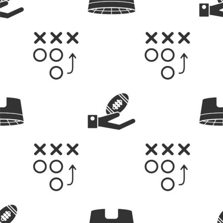 Set Football stadium, American Football ball on hand and Planning strategy concept on seamless pattern. Vectorのイラスト素材