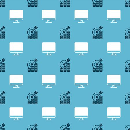 Set Target with coin symbol and Computer monitor screen on seamless pattern. Vectorのイラスト素材