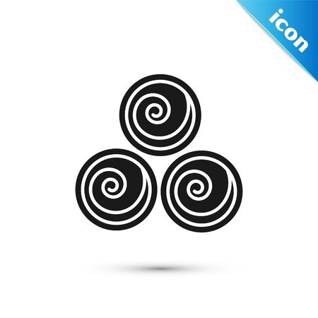 Black Towel rolls icon isolated on white background. Vector Illustrationのイラスト素材