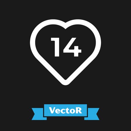 White Heart icon isolated on black background. Romantic symbol linked, join, passion and wedding. Valentine day. February 14. Vector Illustrationのイラスト素材