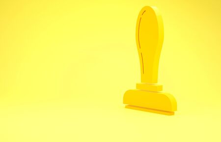 Yellow Stamp icon isolated on yellow background. Minimalism concept. 3d illustration 3D renderの写真素材