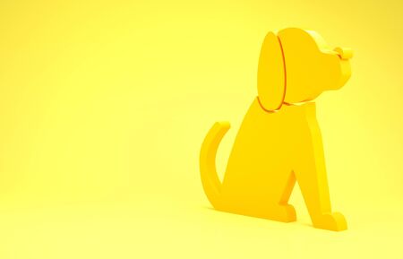 Yellow Dog icon isolated on yellow background. Minimalism concept. 3d illustration 3D renderの写真素材