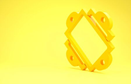 Yellow Ticket icon isolated on yellow background. Amusement park. Minimalism concept. 3d illustration 3D renderの写真素材
