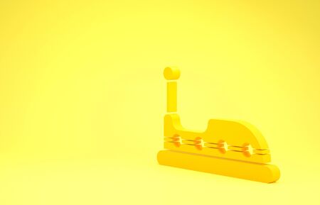 Yellow Bumper car icon isolated on yellow background. Amusement park. Childrens entertainment playground, recreation park. Minimalism concept. 3d illustration 3D renderの写真素材