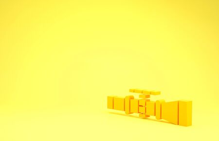 Yellow Sniper optical sight icon isolated on yellow background. Sniper scope crosshairs. Minimalism concept. 3d illustration 3D renderの写真素材