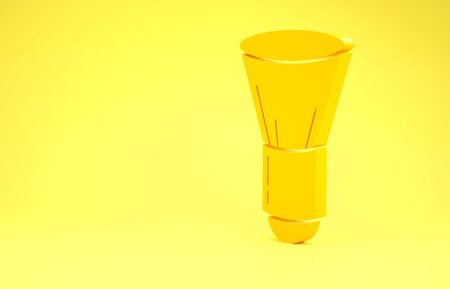 Yellow Shaving brush icon isolated on yellow background. Barbershop symbol. Minimalism concept. 3d illustration 3D renderの写真素材