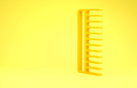 Yellow Hairbrush icon isolated on yellow background. Comb hair sign. Barber symbol. Minimalism concept. 3d illustration 3D renderの写真素材