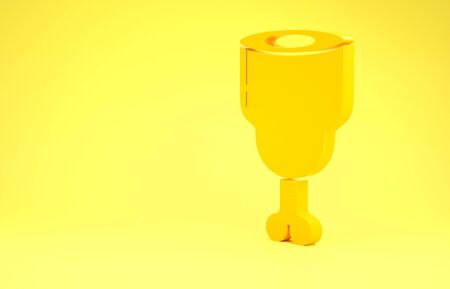 Yellow Chicken leg icon isolated on yellow background. Chicken drumstick. Minimalism concept. 3d illustration 3D renderの写真素材