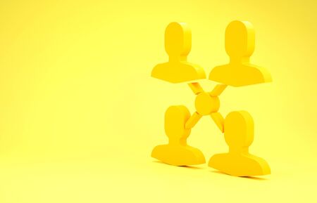 Yellow Project team base icon isolated on yellow background. Business analysis and planning, consulting, team work, project management. Minimalism concept. 3d illustration 3D renderの写真素材