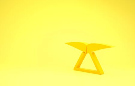 Yellow Hang glider icon isolated on yellow background. Extreme sport. Minimalism concept. 3d illustration 3D renderの写真素材