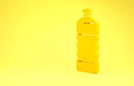 Yellow Plastic bottle icon isolated on yellow background. Minimalism concept. 3d illustration 3D renderの写真素材