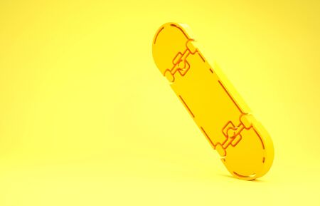 Yellow Skateboard trick icon isolated on yellow background. Extreme sport. Sport equipment. Minimalism concept. 3d illustration 3D renderの写真素材