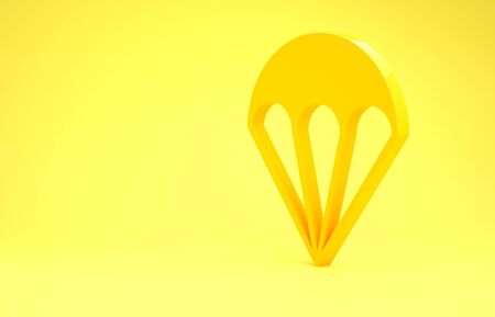 Yellow Parachute icon isolated on yellow background. Extreme sport. Sport equipment. Minimalism concept. 3d illustration 3D renderの写真素材