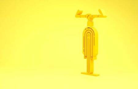 Yellow Bicycle icon isolated on yellow background. Bike race. Extreme sport. Sport equipment. Minimalism concept. 3d illustration 3D renderの写真素材
