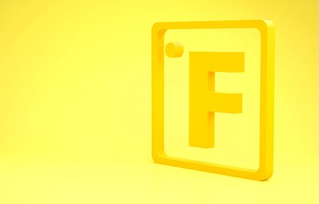 Yellow Fahrenheit icon isolated on yellow background. Minimalism concept. 3d illustration 3D renderの写真素材
