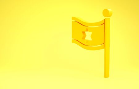 Yellow Flag of Israel icon isolated on yellow background. National patriotic symbol. Minimalism concept. 3d illustration 3D renderの写真素材