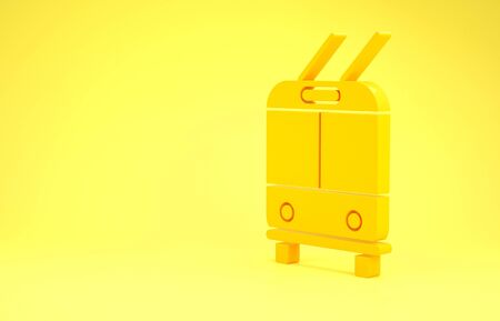 Yellow Trolleybus icon isolated on yellow background. Public transportation symbol. Minimalism concept. 3d illustration 3D renderの写真素材