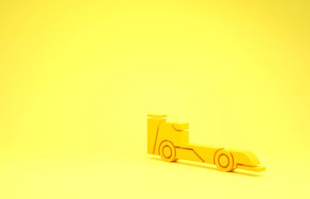 Yellow Formula race car icon isolated on yellow background. Minimalism concept. 3d illustration 3D renderの写真素材