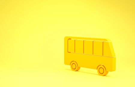 Yellow Bus icon isolated on yellow background. Transportation concept. Bus tour transport sign. Tourism or public vehicle symbol. Minimalism concept. 3d illustration 3D renderの写真素材