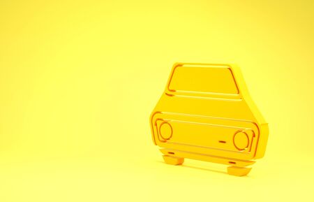 Yellow Car icon isolated on yellow background. Front view. Minimalism concept. 3d illustration 3D renderの写真素材
