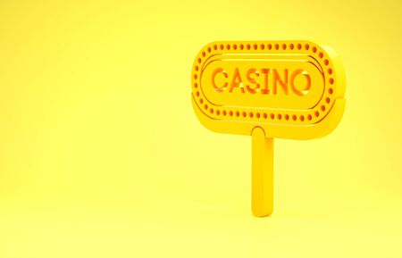 Yellow Casino signboard icon isolated on yellow background. Minimalism concept. 3d illustration 3D renderの写真素材