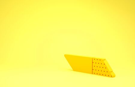 Yellow Eraser or rubber icon isolated on yellow background. Minimalism concept. 3d illustration 3D renderの写真素材