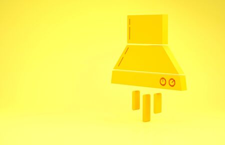 Yellow Kitchen extractor fan icon isolated on yellow background. Cooker hood. Kitchen exhaust. Household appliance. Minimalism concept. 3d illustration 3D renderの写真素材
