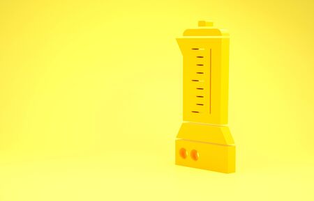 Yellow Blender icon isolated on yellow background. Kitchen electric stationary blender with bowl. Cooking smoothies, cocktail or juice. Minimalism concept. 3d illustration 3D renderの写真素材