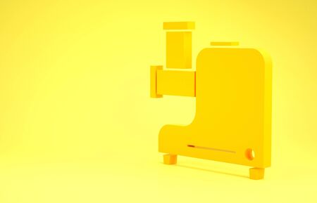 Yellow Kitchen meat grinder icon isolated on yellow background. Minimalism concept. 3d illustration 3D renderの写真素材