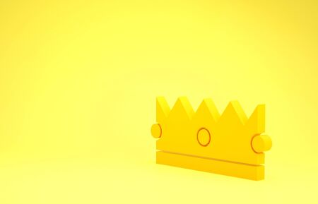 Yellow Crown icon isolated on yellow background. Minimalism concept. 3d illustration 3D renderの写真素材