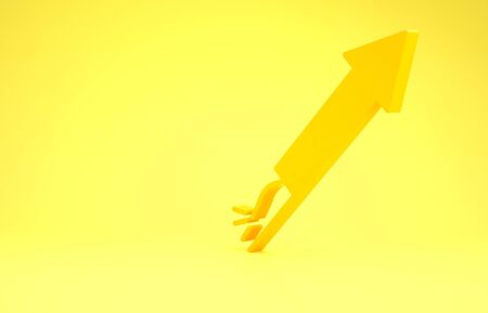 Yellow Firework rocket icon isolated on yellow background. Concept of fun party. Explosive pyrotechnic symbol. Minimalism concept. 3d illustration 3D renderの写真素材