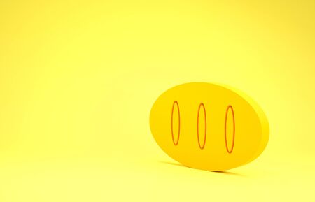 Yellow Bread loaf icon isolated on yellow background. Minimalism concept. 3d illustration 3D renderの写真素材