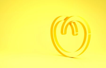 Yellow Pretzel icon isolated on yellow background. German comfort food pastry. Oktoberfest festival. Minimalism concept. 3d illustration 3D renderの写真素材
