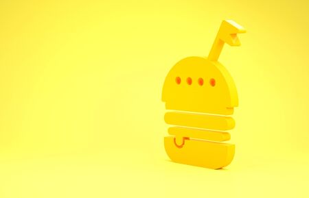 Yellow Burger icon isolated on yellow background. Hamburger icon. Cheeseburger sandwich sign. Fast food menu. Minimalism concept. 3d illustration 3D renderの写真素材