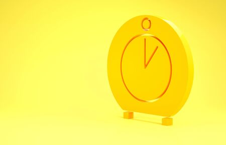 Yellow Kitchen timer icon isolated on yellow background. Cooking utensil. Minimalism concept. 3d illustration 3D renderの写真素材