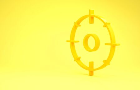 Yellow Target sport for shooting competition icon isolated on yellow background. Clean target with numbers for shooting range or shooting. Minimalism concept. 3d illustration 3D renderの写真素材