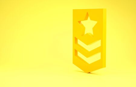 Yellow Chevron icon isolated on yellow background. Military badge sign. Minimalism concept. 3d illustration 3D renderの写真素材