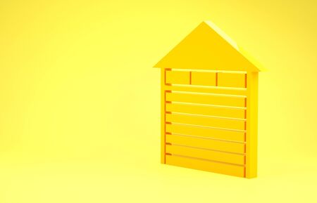 Yellow Closed warehouse icon isolated on yellow background. Minimalism concept. 3d illustration 3D renderの写真素材