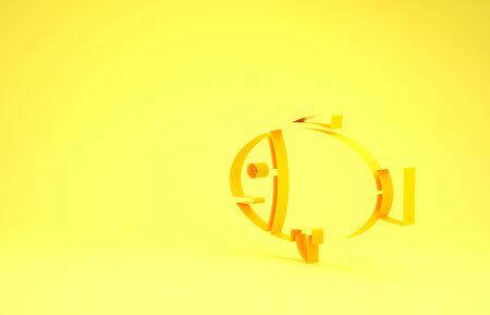 Yellow Fish icon isolated on yellow background. Minimalism concept. 3d illustration 3D renderの写真素材