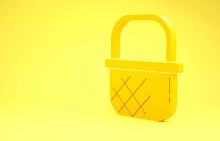 Yellow Shopping basket icon isolated on yellow background. Online buying concept. Delivery service sign. Shopping cart symbol. Minimalism concept. 3d illustration 3D renderの写真素材