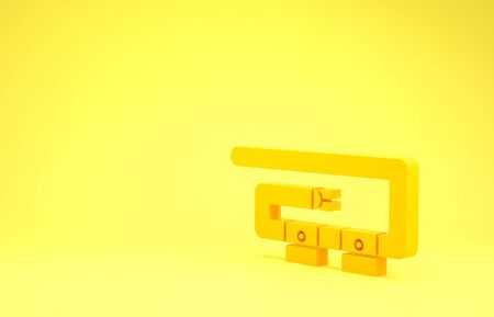 Yellow Diving belt icon isolated on yellow background. Scuba gear. Diving underwater equipment. Minimalism concept. 3d illustration 3D renderの写真素材