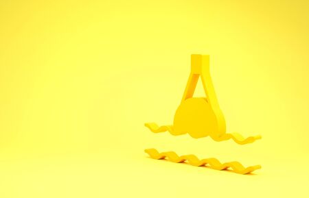 Yellow Floating buoy on the sea icon isolated on yellow background. Minimalism concept. 3d illustration 3D renderの写真素材
