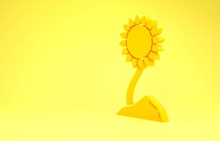 Yellow Sunflower icon isolated on yellow background. Minimalism concept. 3d illustration 3D renderの写真素材