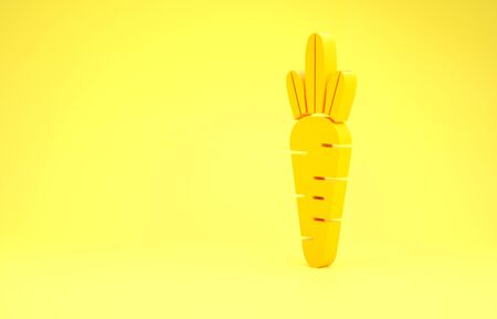 Yellow Carrot icon isolated on yellow background. Minimalism concept. 3d illustration 3D renderの写真素材