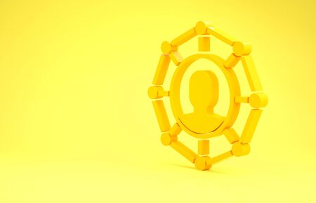 Yellow Project team base icon isolated on yellow background. Business analysis and planning, team work, project management. Developers. Minimalism concept. 3d illustration 3D renderの写真素材